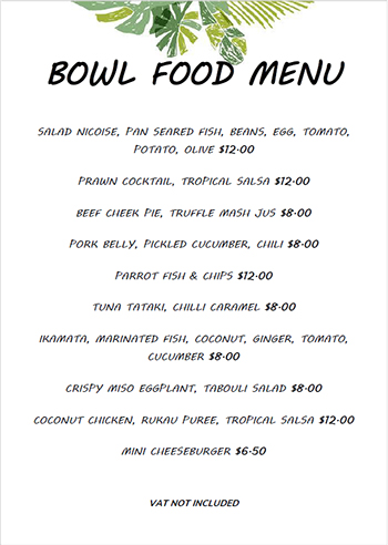 Tamarind Canape Menu