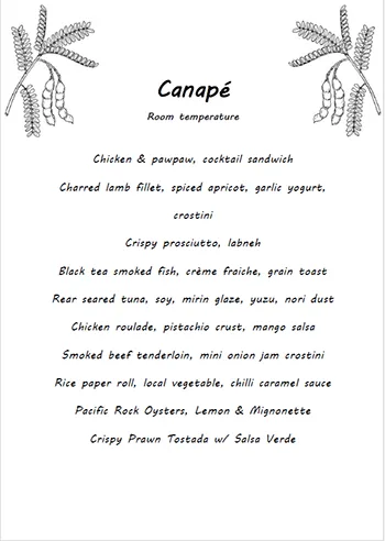 Tamarind Canape Menu